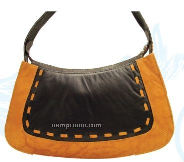 Ladies Dark Brown Amanda Front Panel Handbag W/ Contrast Trim