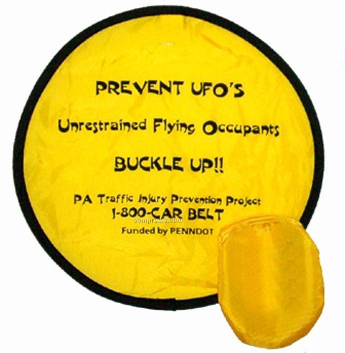 Screen Printed Fun Disk Collapsible Nylon Flying Disk With Pouch (10")