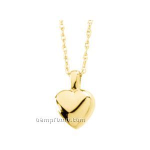 Ladies' 14ky 9-1/2x6-1/4 Heart Pendant W/ 18" Rope Chain