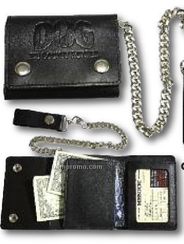 Leather Biker's Wallet / 4 1/2"X3 3/8"