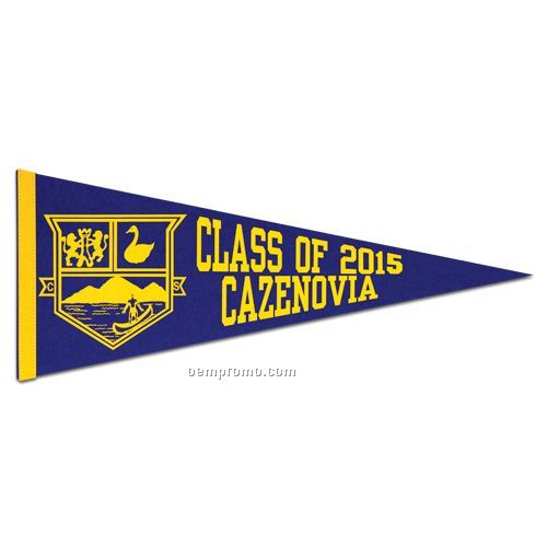12" X 30" Colored Felt Pennant With 1" Sewn Strip