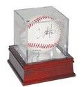 Baseball Acrylic Cube Display Case With Wooden Base