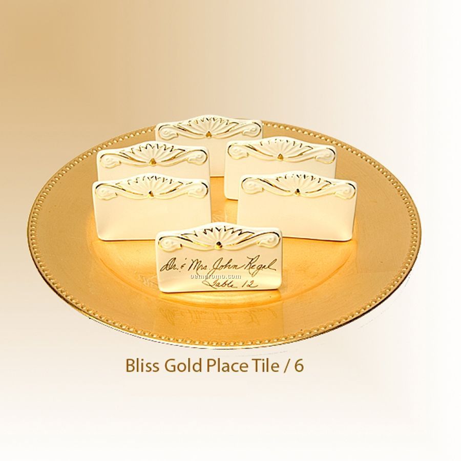 Bliss Gold Tile Ceramic Place Cards (Set Of 6)