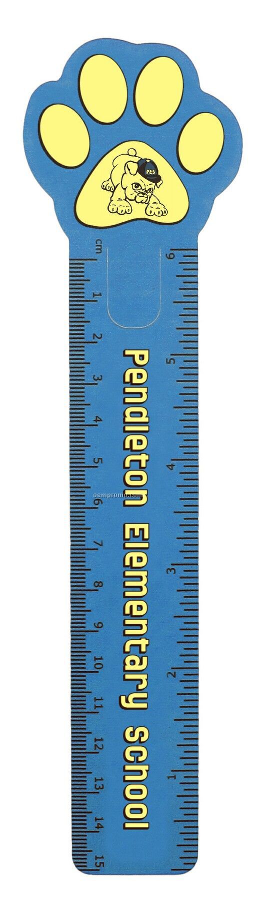 Flexible Ruler / Bookmark Combo With Paw Die Cut (6")