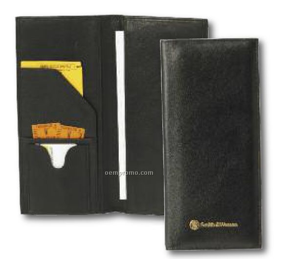 Leather Zippered Airline Ticket Wallet / 4 3/4"X10"