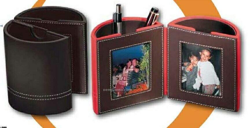 Round Desktop Photo Frame / Pen & Pencil Holder