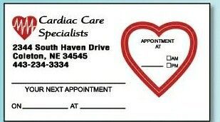 Stock Appointment Card W/ Kiss Cut Peel Off Heart Removable Label
