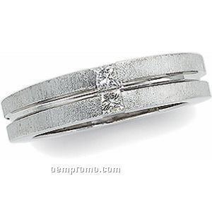 14kw 1/5 Ct Tw Diamond Square Princess Duo Wedding Band Ring (Size 11)