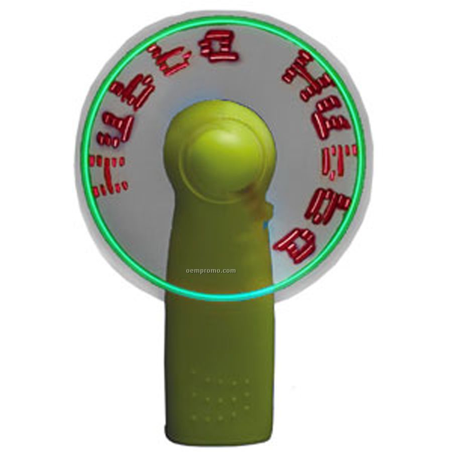 Green Light Up Fan With 7 Red LED Message