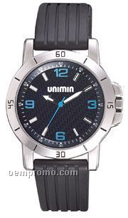 Pedre Laguna Sport Watch W/ Matte Silver Finish & Blue Markers
