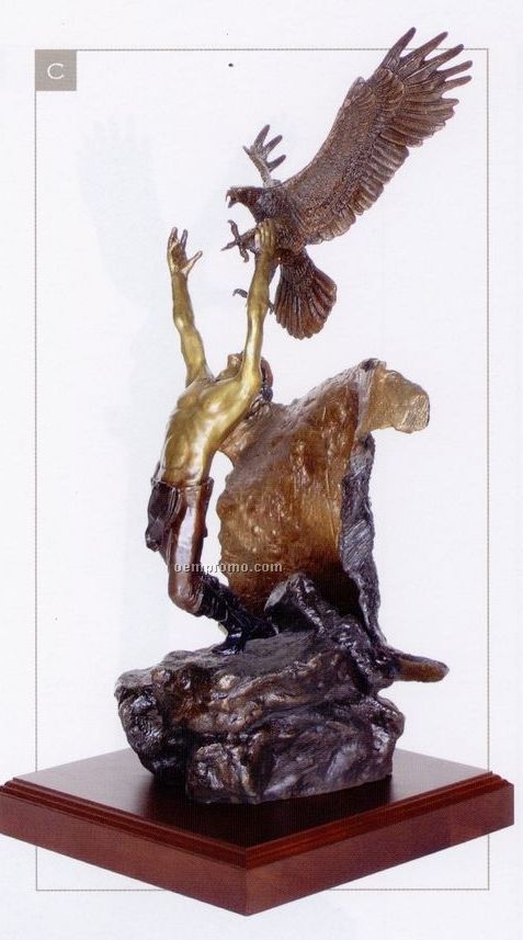 The Spirit Sculpture - Man & Eagle (36")