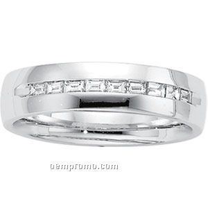14kw 3/8 Ct Tw Diamond Baguette Straight Duo Wedding Band Ring (Size 7)