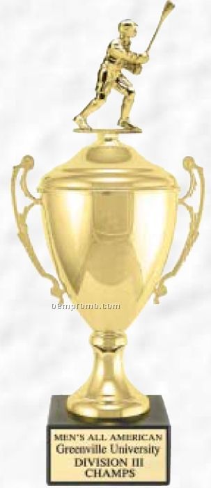 20" Grand Series Metal Trophy Cup W/ Lid & Figure On Black Marble Base