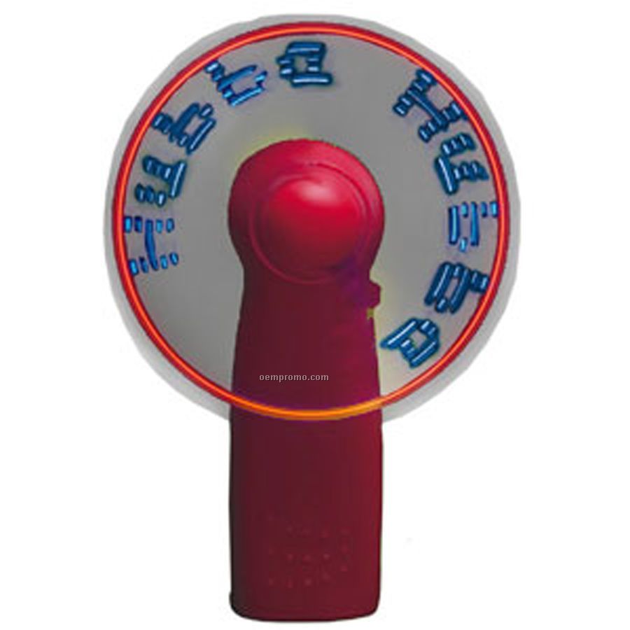 Red Light Up Fan With 7 Blue LED Message
