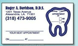 Stock Appointment Card W/ Kiss Cut Peel Off Tooth Removable Label