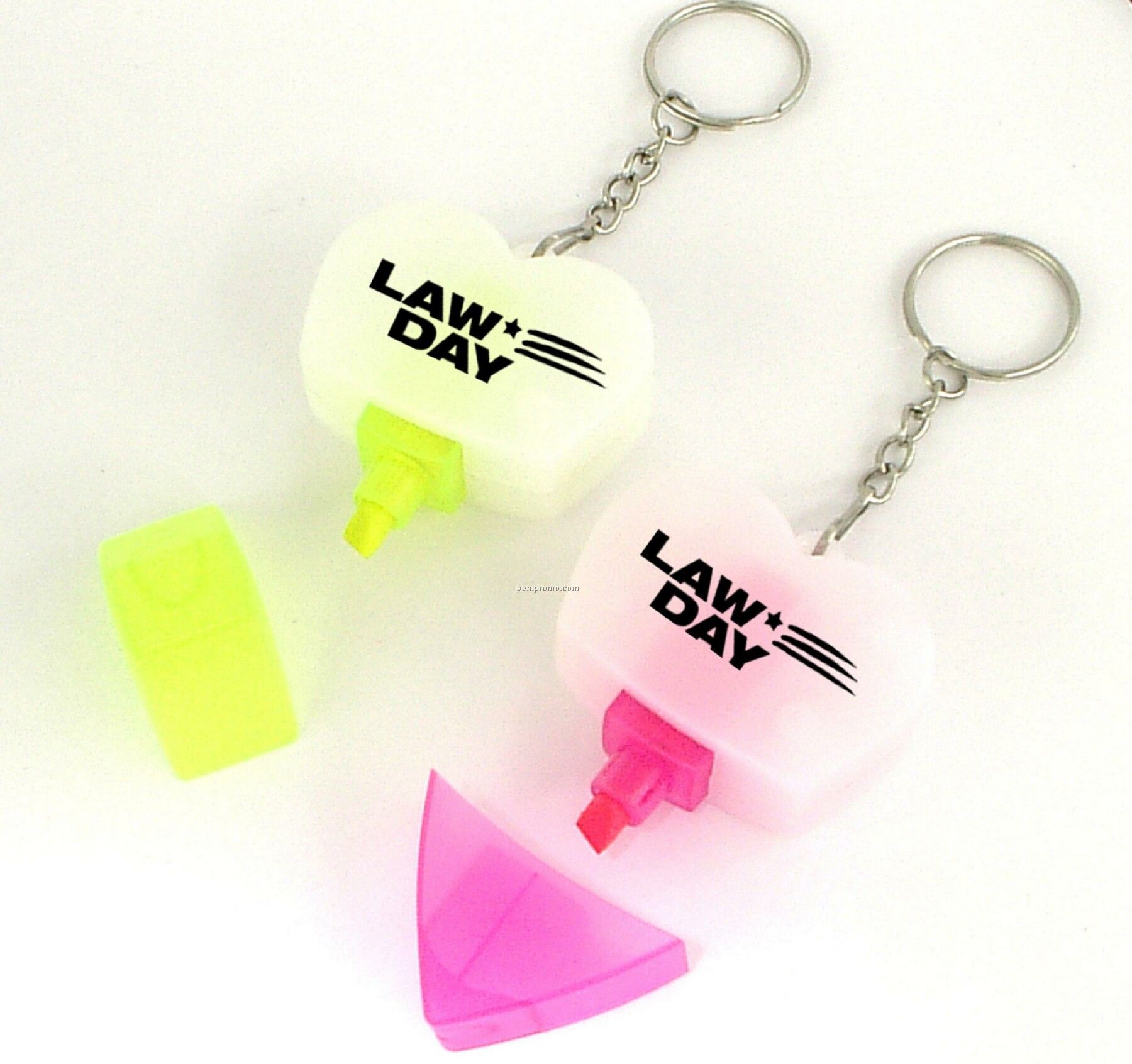Heart Shape Highlighter Pen With Keychain
