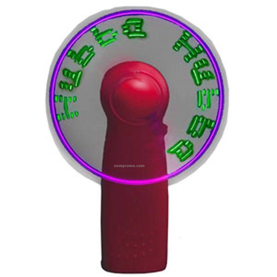 Red Light Up Fan With 7 Green LED Message