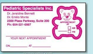 Stock Appointment Card W/ Kiss Cut Peel Off Teddy Bear Removable Label