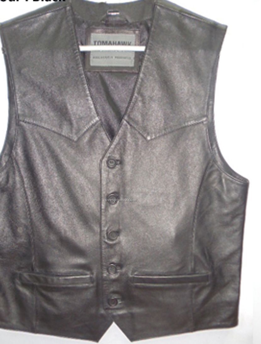 Men's Vest In Black Sheep Nappa Leather