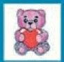 Stock Temporary Tattoo - Purple Teddy Bear With Heart (1.5"X1.5")
