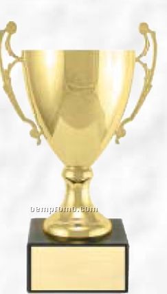10 3/4" Grand Series Metal Trophy Cup On Black Genuine Marble Base