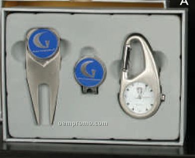 Custom Golf Gift Set With Z Tool E/ Carabiner Watch Fob & Standard Cap Clip