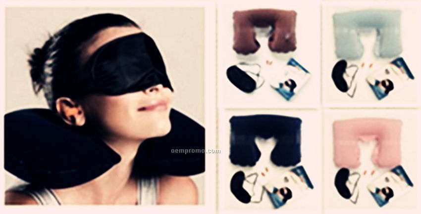 Inflatable Airplane Travel Pillow Set