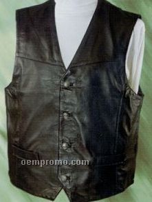 Men's Lambskin Leather Vest With 2 Front Pockets