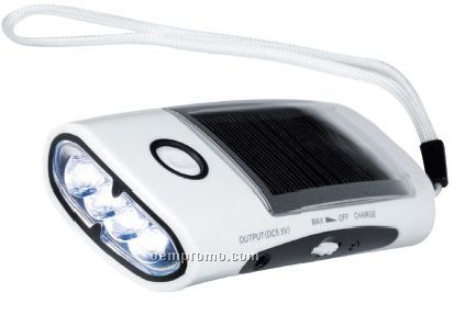 Solar Cell Phone Charger W/LED Flashlight & FM Radio (5 1/3"X2 1/3"X1 2/5")