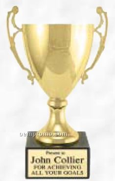 9 1/2" Grand Series Metal Trophy Cup On Black Genuine Marble Base