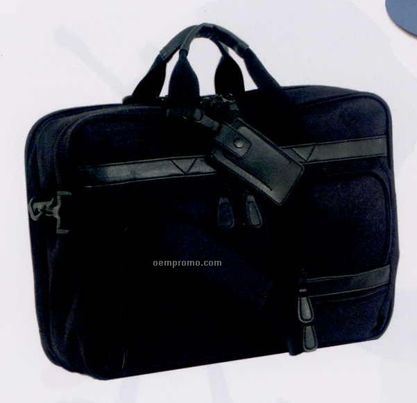 Black High Denier Poly Multi Pocket Briefcase Attache