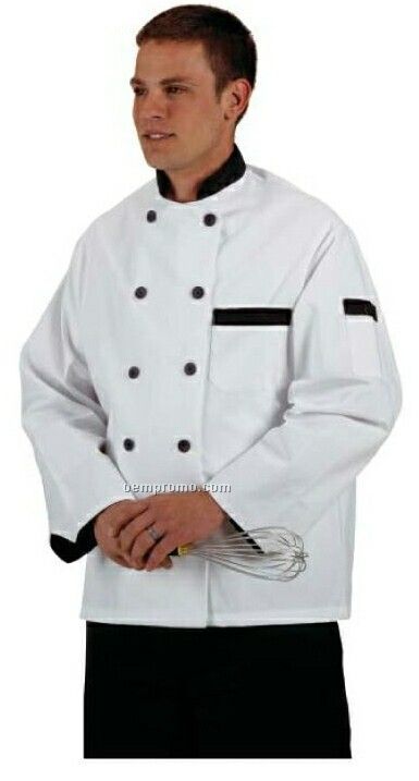 Cook's Fashion White Chef Coat W/ Black Trim (S-xl)