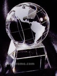 Globe Prism Optical Crystal Award W/ Trapezoid Base (2 1/4