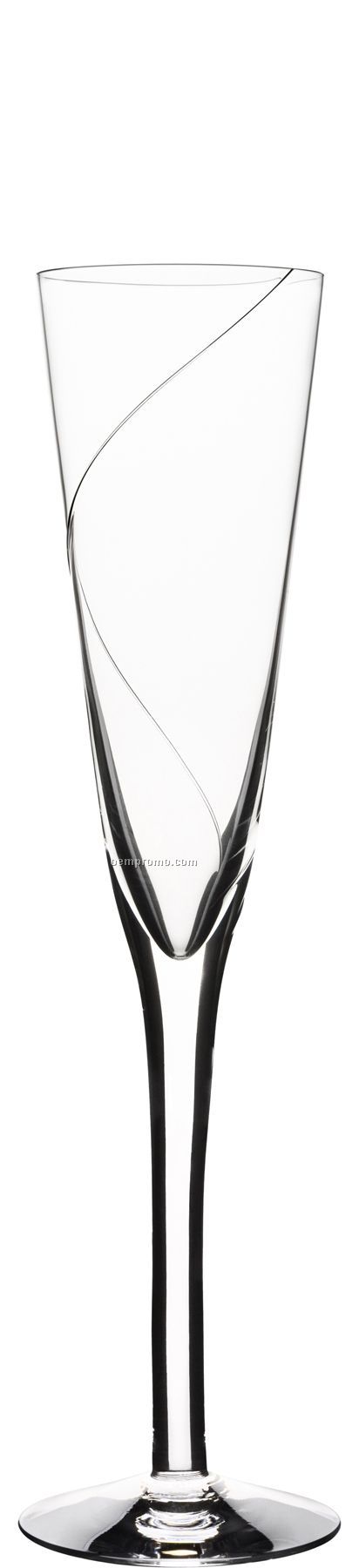 Line Glass Champagne Flute Stemware W/ Swirl Design By Anna Ehrner