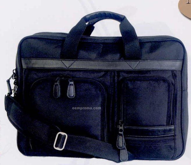 Black Ballistic Nylon Multi Pocket Attache Briefcase