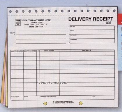 Delivery Receipt - 2 Part (8 1/2