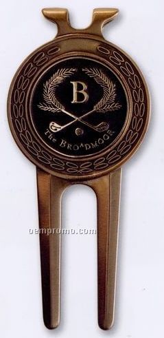 Brass Screen Printed Ball Marker W/Divot Tool