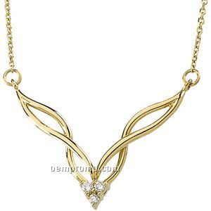 Ladies' 17" 14ky .08 Ct Tw Diamond Round Necklace