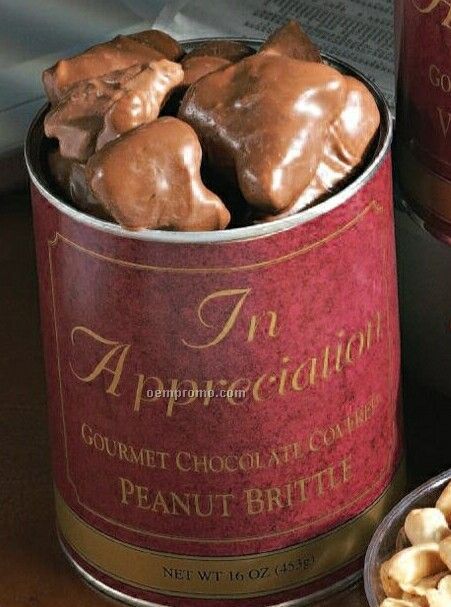 "In Appreciation" Labeled Tin W/ Chocolate Covered Peanut Brittle