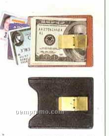 Leather Money Clip W/ Card Pocket
