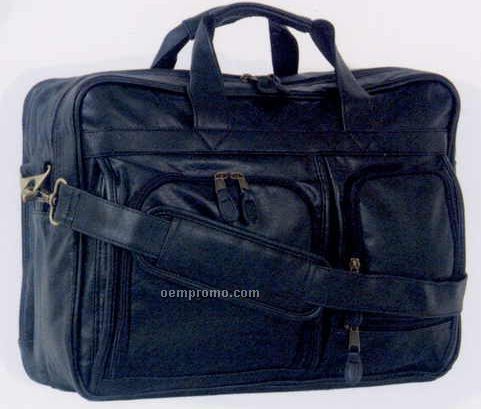Simulated Leather Multi Pocket Attache W/ Lining (16 1/4