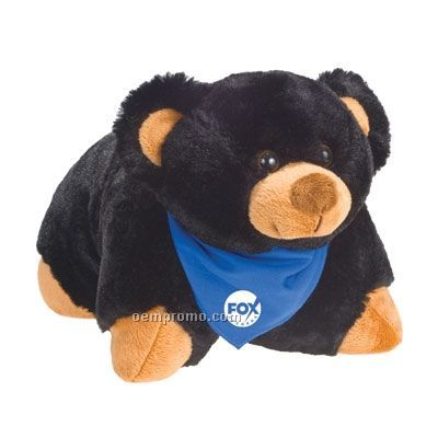 Black Bear Pillow Pal Stuffed Animal With Bandana