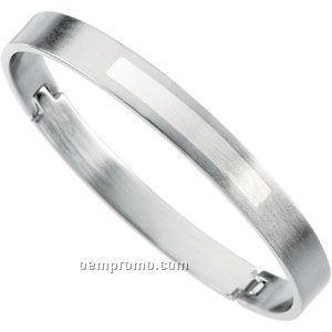 Gents' Stainless Steel/ Sterling Silver 8mm Bangle Bracelet