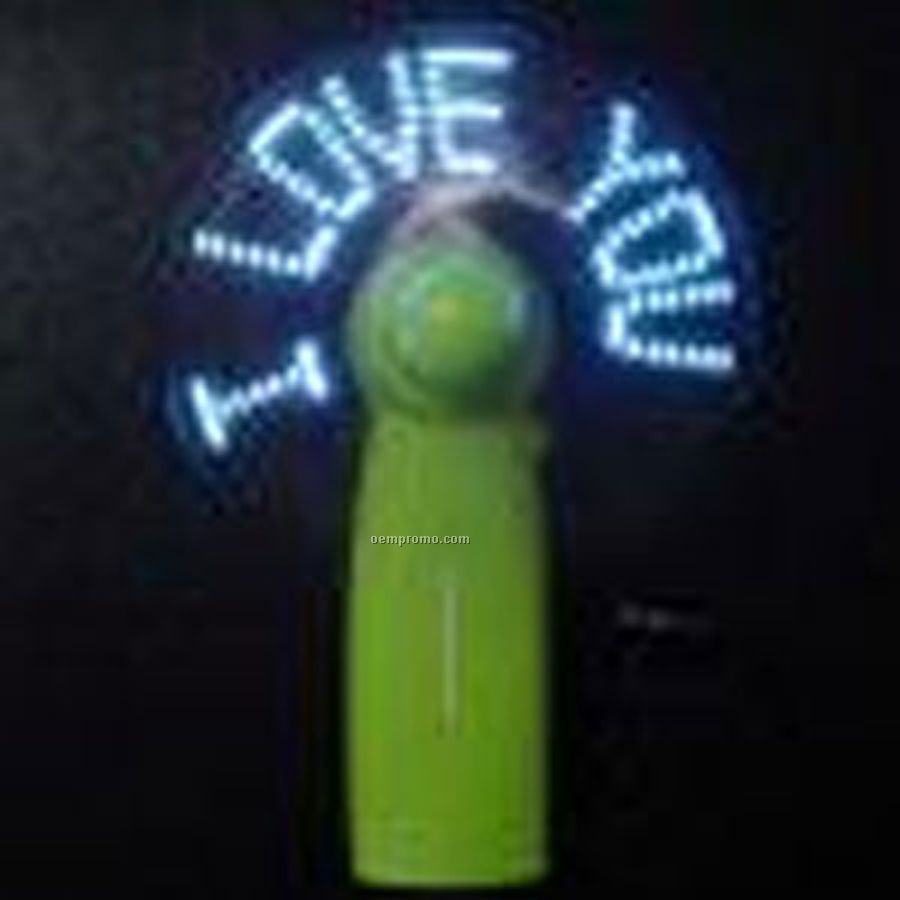 Green Light Up Fan With 7 Blue LED Preprogrammed Message
