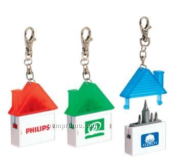 House Shaped Keychain With Tools