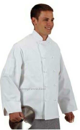 Cook's Classics Twill Chef Coat W/ Cloth Knot Button - White (M-xl)