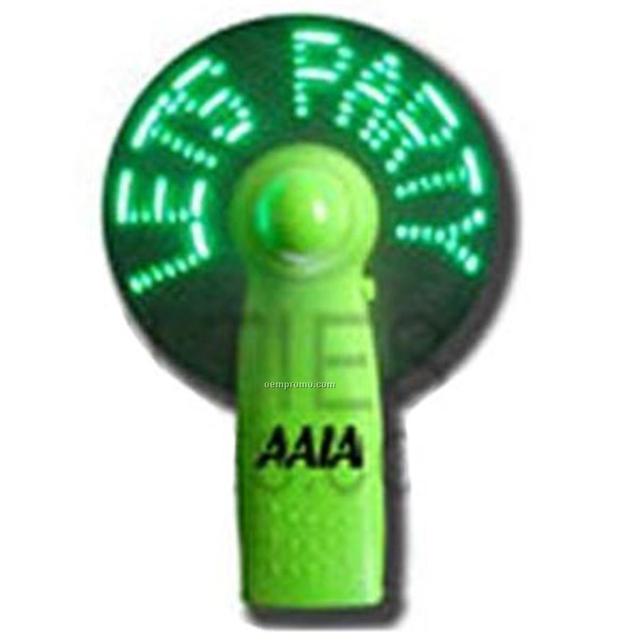 Green Light Up Fan With 7 Green LED Preprogrammed Message