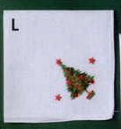 12" Ladies White Embroidered Handkerchief With Christmas Tree