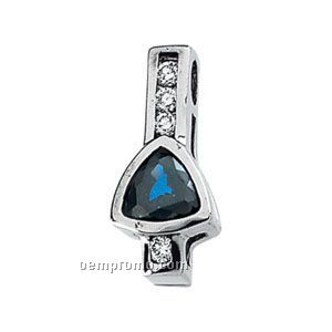 14kw 6x6x6 Genuine Blue Sapphire & 1/8 Ct Tw Diamond Round Pendant