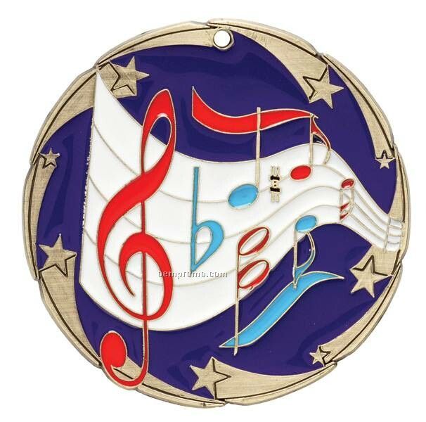 Medal, "Music" Color Star - 2-1/2" Dia.